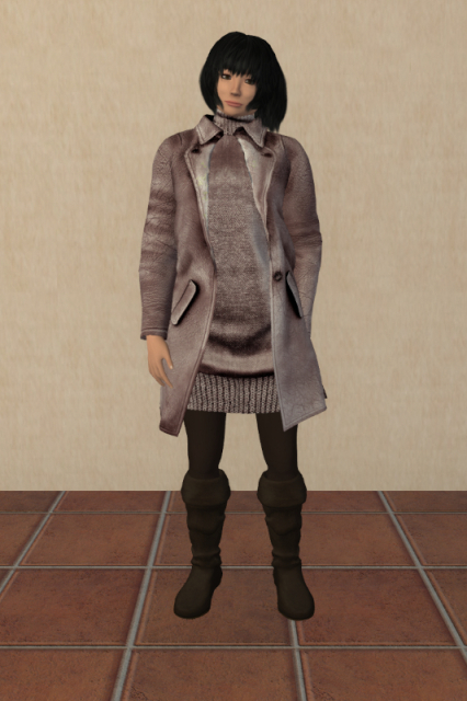 Me in a woollen green Marla dress and Casca coat (both Christine LaRossa) with brown slouch boots (Aether Dharmapala)