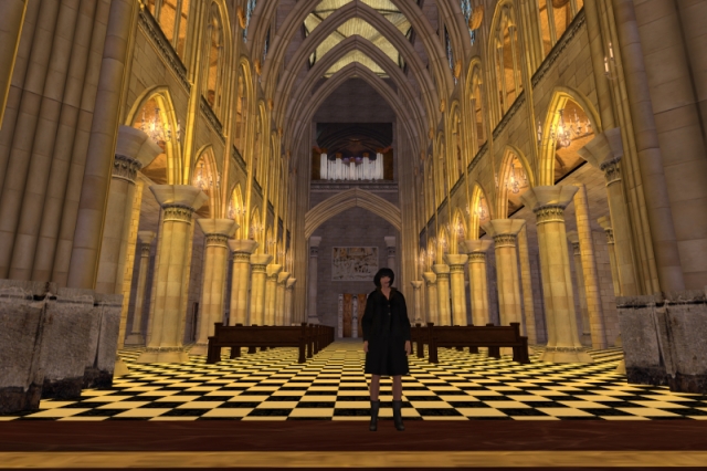Another interior shot from virtual Notre-Dame, looking in the opposite direction from the altar towards the entrance.