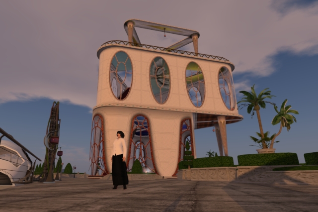 Me standing in front of the Arcadia Shop building