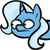 Large emoticon of Trixie, a blue unicorn with two-shade light blue mane from the animated series My Little Pony: Friendship is Magic, drawn in the style of the Inconvenient Trixie Tumblr series by Egophiliac.